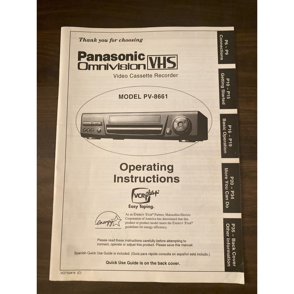Panasonic PV-8661 VCR Service Manual *Original*